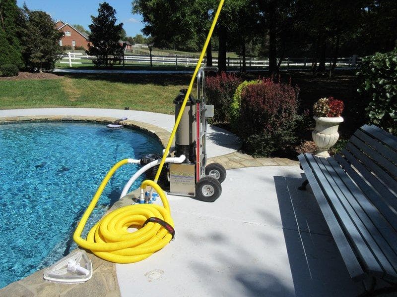 Pool Weasel system beside a resort pool at The Ranch at Possum Kingdom Lake, TX